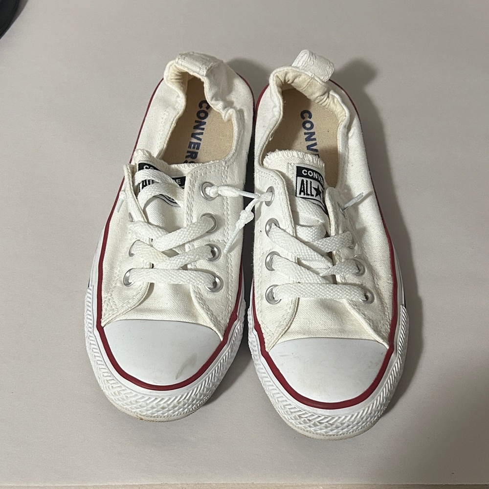 Converse White Sneakers with Red Accents ladies size 8